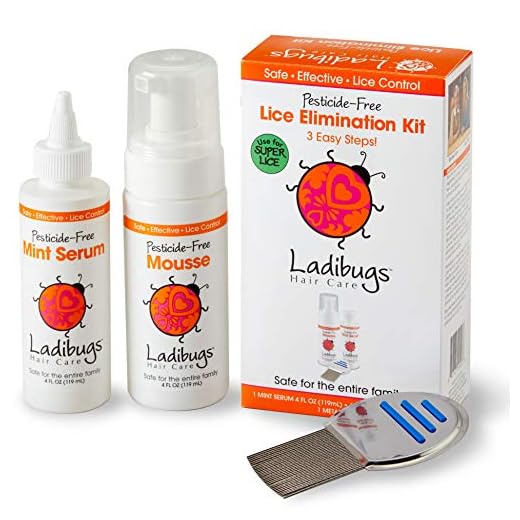 Ladibugs One and Done Lice Treatment Kit - 3-Step Elimination - Comb, Mousse, Serum | Natural & Effective Head Lice & Nit Fix | Safe Removal for Kids, Family | Clinic Preferred, Nurse Approved