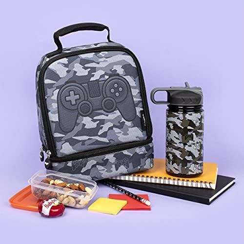 Fringoo - Double Decker Lunch Bag - Gamer Camoflauge Design - Lunch Bag for Kids - Lunch Bag with Compartment - Gamer Lunch Bag, Great School Lunch Bag - Fully Insulated