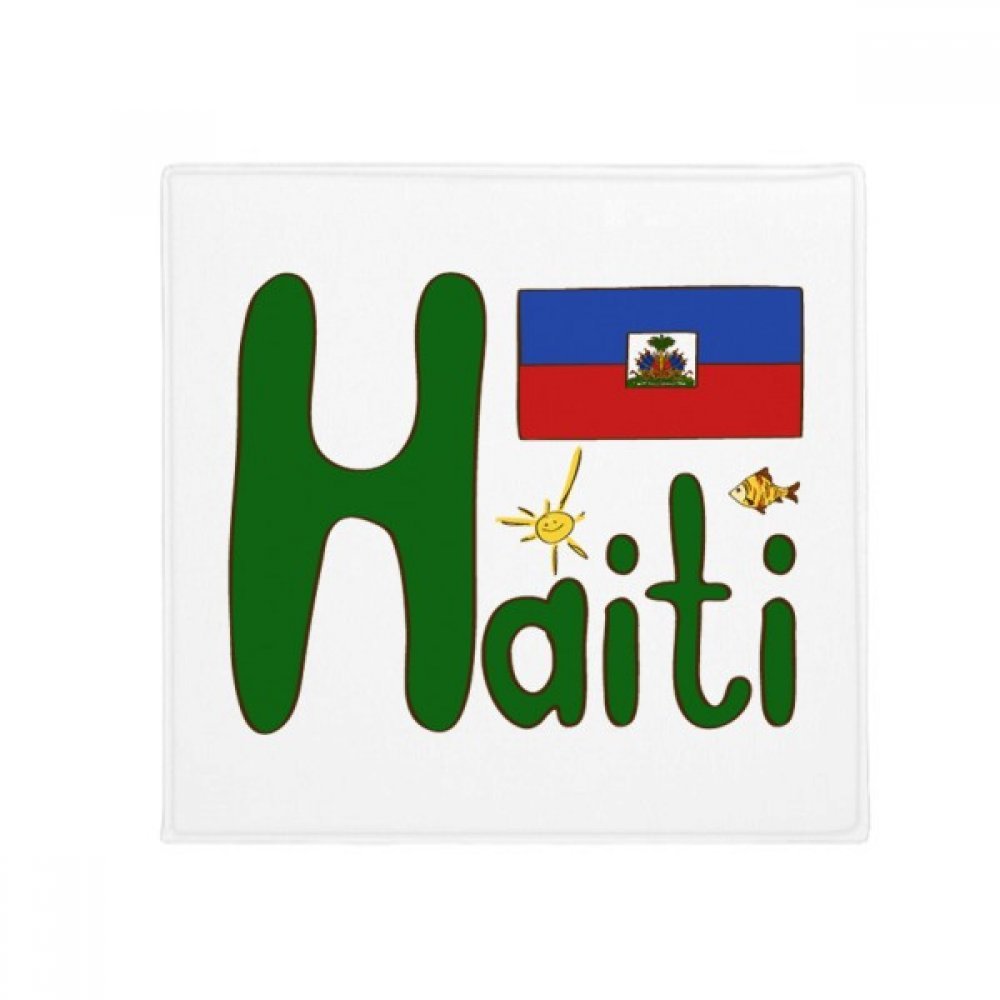 Tapis Haïti drapeau national anti-dérapant 60x60cm pour salon