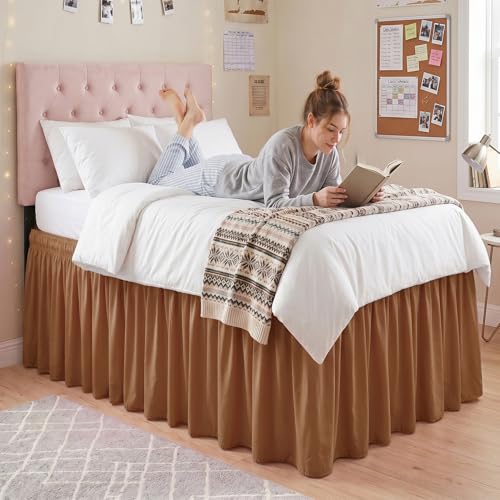 Cosweet Dorm Bed Skirt Twin XL, 36" Long Drop for College Dorm Room, Khaki
