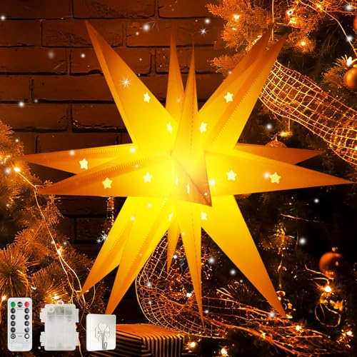 Charmofun 3D Weihnachtsstern Beleuchtet, 45CM PVC Herrnhuter Sterne...