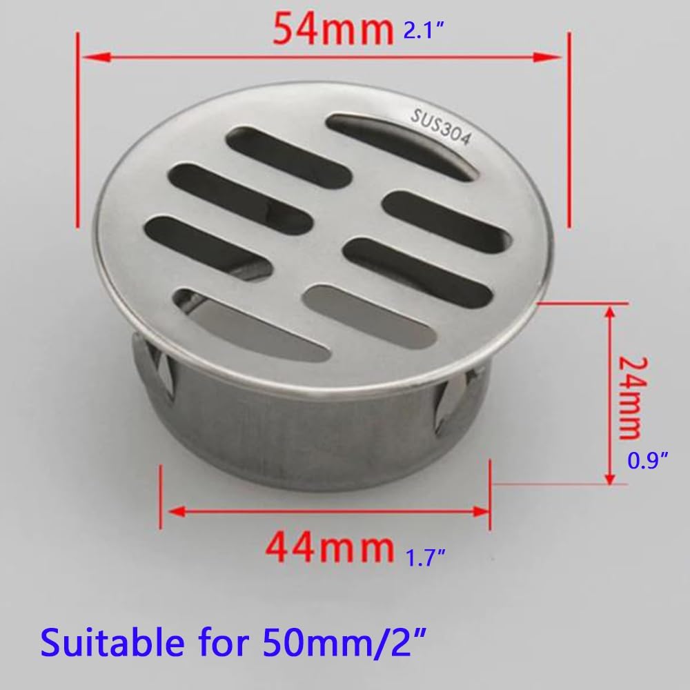 Osłona odpływu podłogowego ze stali nierdzewnej – 10 cm, 15 cm, 18 cm, okrągły sitko do prysznica, piwnicy, garażu i patio, trwały ruszt odpływowy pasuje do rury 50 mm / 2in