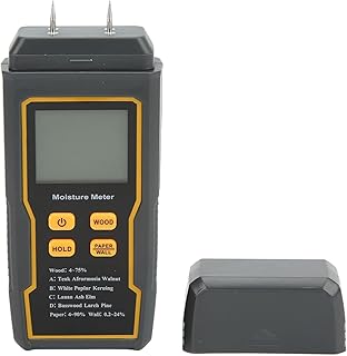 Pin Type Digital Moisture Meter 4 Measurement Modes Backlight LCD Display Auto Power Off for Wood Paper Wall Floor, Wood Moisture Meter(4pin)