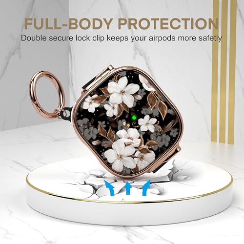 Image of Maxjoy for AirPods 4 Case with Lock, Flower AirPods 4 Case Lock Protective Hard Cute AirPod 4 Generation Cover for Women Men with Keychain Clip for AirPod 4th Generation Cover 2024, Floral