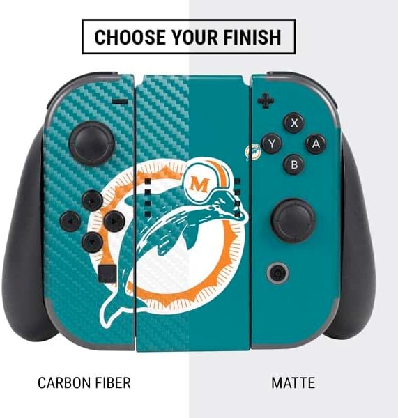 Skinit Decal Gaming Skin Compatible with Nintendo Switch Bundle - Officially Licensed NFL Miami Dolphins Retro Logo Design