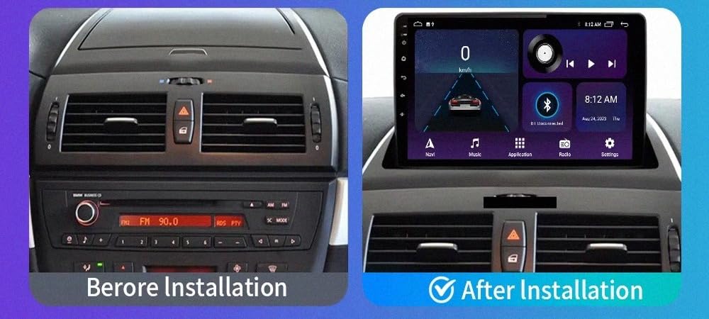 Car Stereo Carplay Radio de Coche para BMW X3 E83 2003-2012 Soporta Bluetooth, Control Volante, USB, WiFi, 4G, Mirror-Link, GPS Navegador/Radio FM, 4 Nuclear 1G+32G
