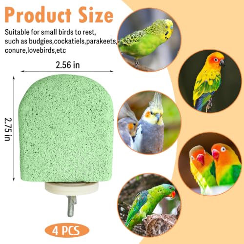 Image of PINVNBY 4 PCS Bird Perch Stands Parrot Calcium Perch Beak Grinding Stone Foot Claws Trimmer Parakeet Platform Parrot Chewing Toys for Small Medium Cockatiel Conure Lovebird Finch(Green)