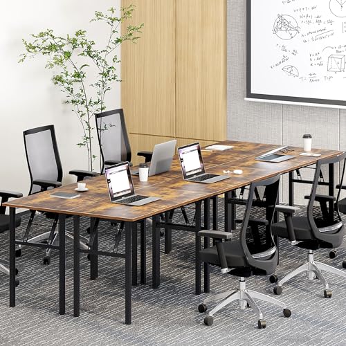 Image of Need Office Computer Desk 47.2x23.6 in Sturdy Folding Laptop Table Retro | Black Frame Writing Gaming Work Table /Foldable Home Office Desk /Sewing Table, No Assembly Required