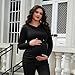 GINKANA Womens Maternity Hoodie Top Sweatshirt Long Sleeve Shirts Pregnancy Tunic Top,Black,Large