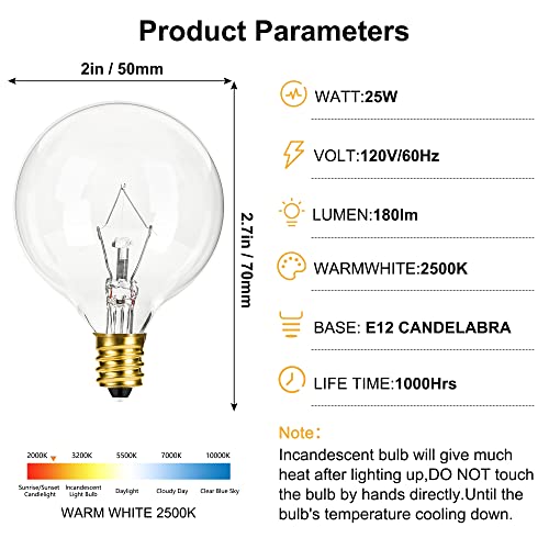 Scentsy Light Bulb For Full Size Wax Melts Warmers Replacement 25 Watt Type G16.5 Light Bulb E12 Candelabra Base 120 Volt Pack Of 4… #TOP2
