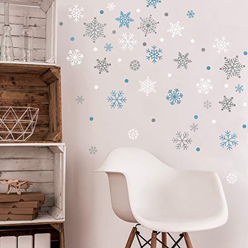 Paper Riot Co. Peel-And-Stick Assorted Snowflake Frozen Theme Holiday Vinyl Wall Decal Set, 186 Count #TOP6
