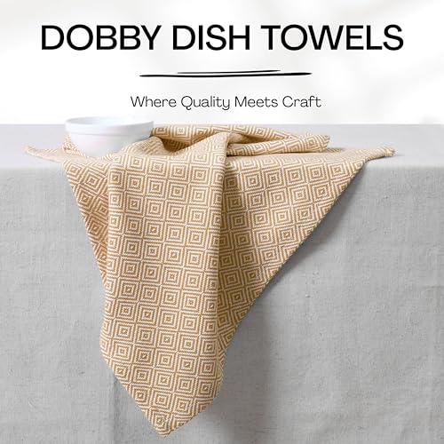 Khaki Kitchen Towels, 5 Pack, 100% Cotton, 40x66 cm, Super Absorbent and Quick Dry, Diamond Weave Towel Set, Reusable, Durable Dish Cloths for Kitchen Use, Cleaning & Drying Dishes - Image 6