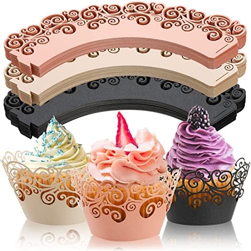 Lyellfe 150 Pieces Lace Cupcake Wrappers, Vine Lace Cupcake