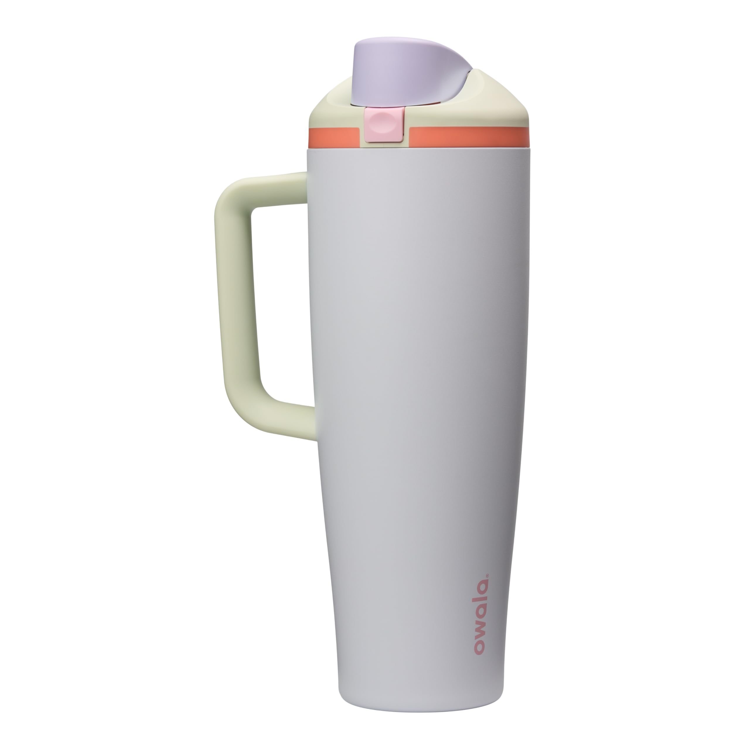 Owala FreeSip Tumbler Insulated Stainless Steel Water Bottle with Built-in Straw and Side Handle, For Travel, Work, School, and Sports, 1185ml, BPA Free, Leak Proof, Beach House, (Purple)