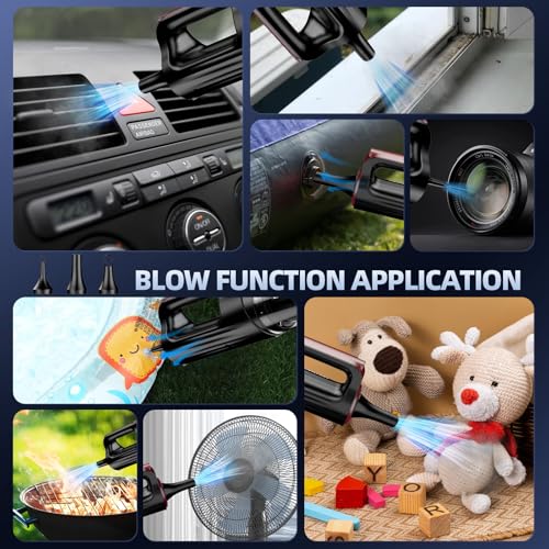 Image of MONOZEL Handheld Vacuum Cleaner, 18000Pa 2 in 1 Cordless Car Vacuum Cleaner&Air Duster, 130W Brushless Motor with 7800mAh Battery, LED Light and Multi-Nozzles, Portable for Home, Car, Office, Pet