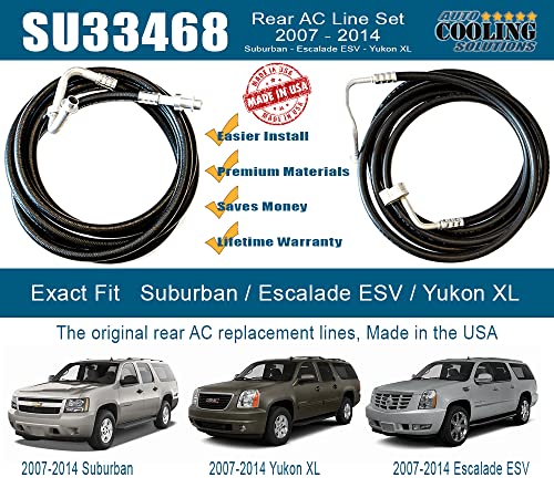 Su33468 Made In The Usa Rear Ac Line Set, Ac Hoses, Air Conditioning Replacement Lines Suburban, Escalade Esv, Yukon Xl #TOP1