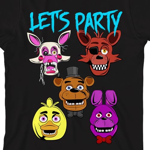 Five Nights at Freddy's Let's Party Youth Black Crew Neck Short Sleeve T-Shirt2