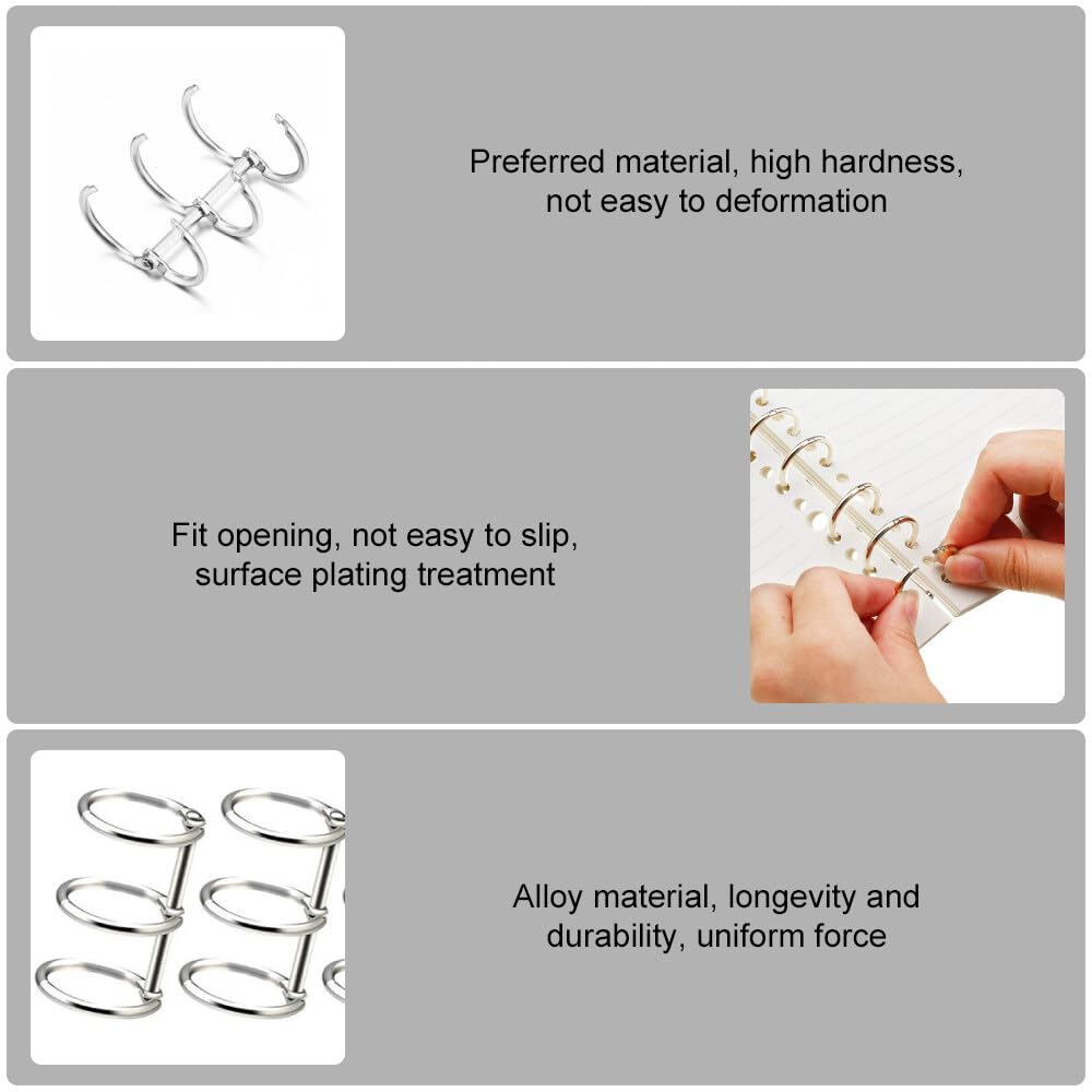 Set Anelli Rilegatura Dzmuero - 16 Pezzi Con Foratrice, Argento, Per Fogli E DIY | Facile Da Usare E Durevole - Foto 8