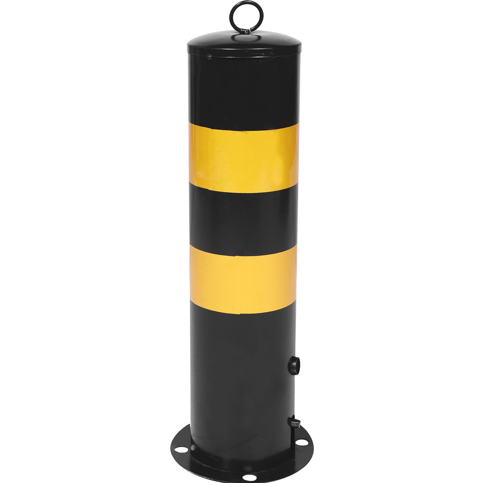 Yardwe Bolardo de Acero de 50 Cm Negro y Amarillo, Poste de Advertencia para Seguridad Vial, Barrera de Protección Resistente para Estacionamientos y Control de Acceso Industrial