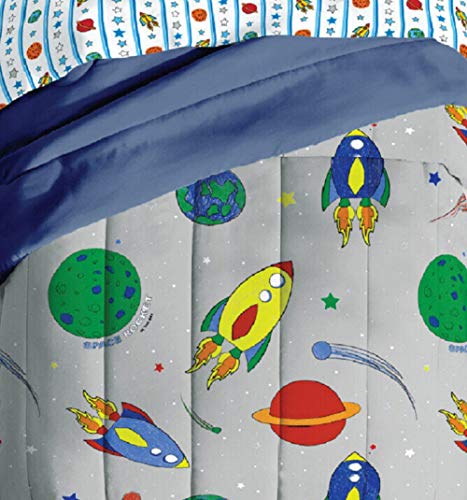 Dream Factory Space Rocket Ultra Soft Microfiber Comforter Set, Multi-Colored, Twin,2A745901Mu #TOP7