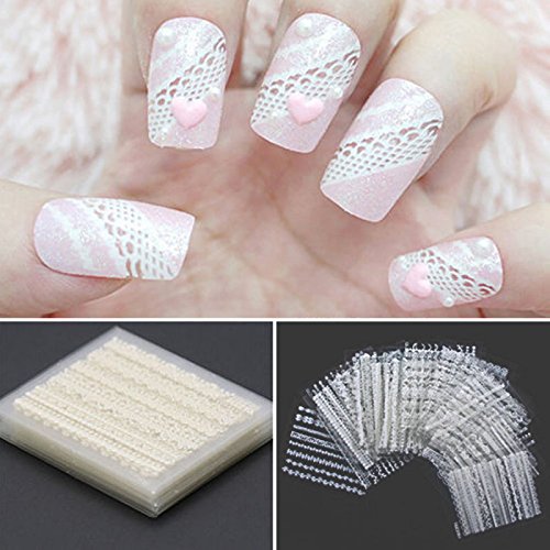 iDealhere 30sheets Verschidenen Farben 3D Lace Blume Nail Art Sticker Kunst Aufkleber Manicure Deko (Weiß) Cover