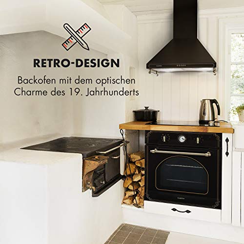 Klarstein Victoria - Elektrobackofen, Einbauofen mit 9 Funktionen,Timer, 50-250 °C, 70 Liter, Retro Backofen, 10 Einschübe, aushängbare Ofentür für einfache Reinigung, Einbaubackofen schwarz – Bild 3