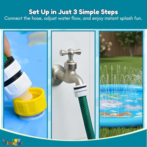 Image of Toy Imagine Outdoor Water Sprinkler Play Mat for Toddlers & Children | Splash Pad for Kids Spray Mat | BPA-Free Thick PVC Backyard Summer Fun Water Toy 100 Cm