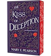 Kiss of Deception, featuring  a blue background with rose vines and a heart pierced by a sword