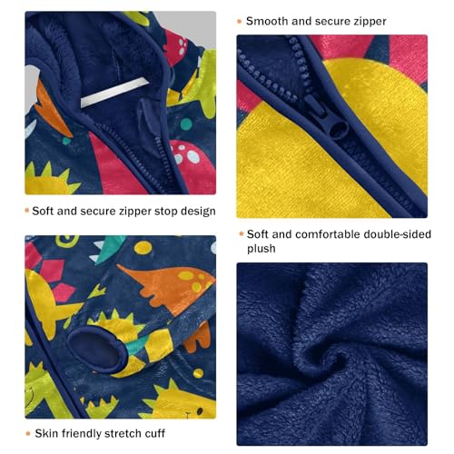 Colorful Dinosaurs Girls Fleece Jacket Girls Fall Jacket Girls Zip Up Hoodie Girls Sherpa Jacket 2-10T3