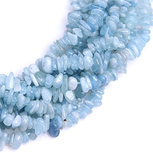 Image of 5-8mm Aquamarine Chips Natural Chip Stone Beads for Jewelry Making