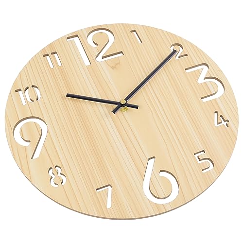 Vihimi CLOCK-414 12 Inch Wooden Wall Clock,Maple Wood Grain Clock,Large Numbers Easy To Read,Non-Ticking Silent Quartz Decorative Clock thumb #2