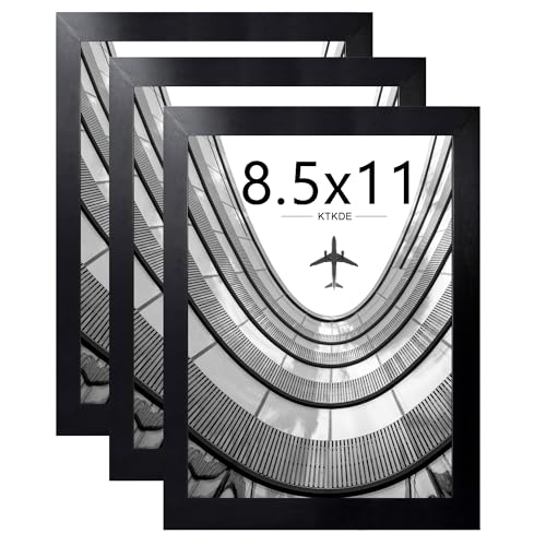 Image of KTKDE 8.5x11 Picture Frame set of 3, Certificate Document Frame Diploma Frames Black, Poster and Photo for Wall Hanging or Tabletop with Shatter Resistant Plexiglass Home Decor best gift