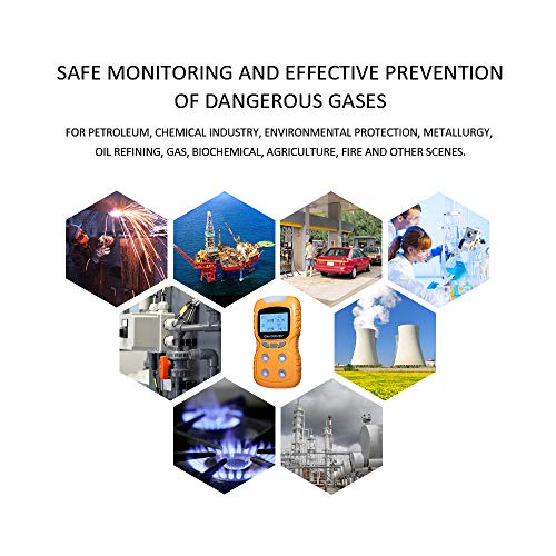 Portable 4 Gas Monitor Combustible Gas Detector Oxygen/Hydrogen Sulfide/Explosive Gas/Co Detector Professional Tester Analyzer Sniffer Meter: H2S, O2, CO, EX (Orange)