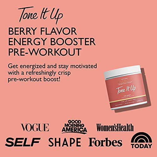 Tone It Up Energy Booster I Caffeine And Electrolytes Pre-Workout Powder For Women I Gluten Free, Kosher, Non-Gmo I 14 Servings, 10G Of Protein - Very Berry Flavor #TOP5