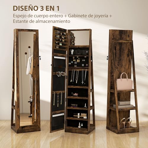 Espejo joyero de pie para organizar tus accesorios en el dormitorio rústico 4