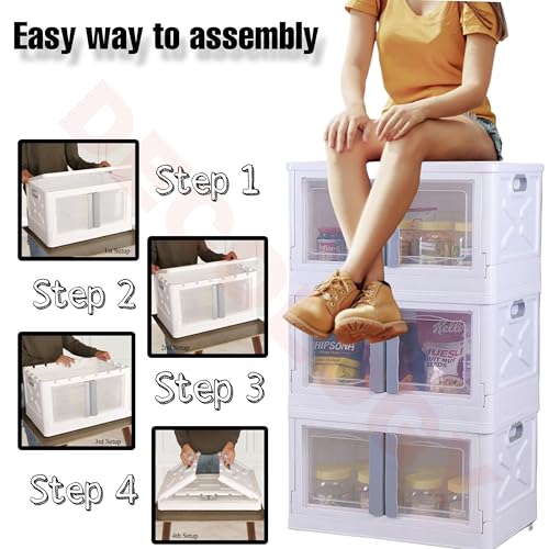 Image of DecoLogy Plastic Multipurpose Bookshelf Organiser Rack for Living Room, Kitchen, Bedroom, Office (Cupboard 2 Door : White, 5PCS)