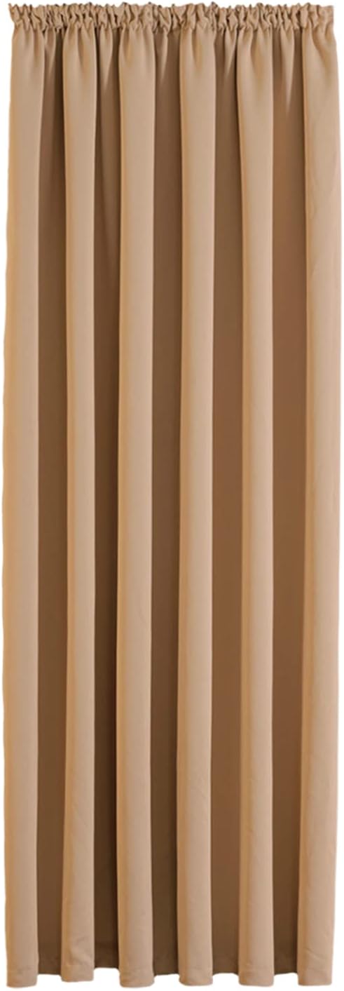 โ Aspire Homeware Door Curtain Pencil Pleat Blackout Beige Curtains for Living Room Super Soft Thermal Insulated Single Panel 66 x 84 inch Drop Bedroom Curtains with Tie Back