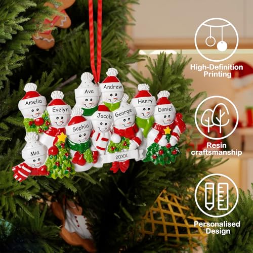Image of iDIY Personalized Couple Christmas Ornaments 2026 - Custom Snowman Christmas Tree Decorations, Customized Resin Snowman Ornaments Keepsakes with Name, Family of 2