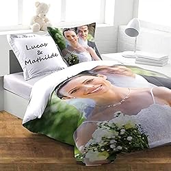 Colcha Personalizada xie Funda Nórdica Personalizada,Juego De Funda Nórdica con Cremallera Y Funda De Almohada, 100% Microfibra, Personalizar Foto Impresión Digital 3D Funda Nórdica para La Boda (70?x78/180x200cm)
