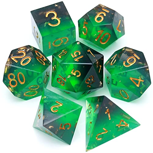 Haxtec Dnd Dice Set Sharp Edge Resin Dice With Dice Case War Series Green Black D&D Dice For Rpg Role Playing Games Dungeons And Dragons Gift-Green Black War #TOP16