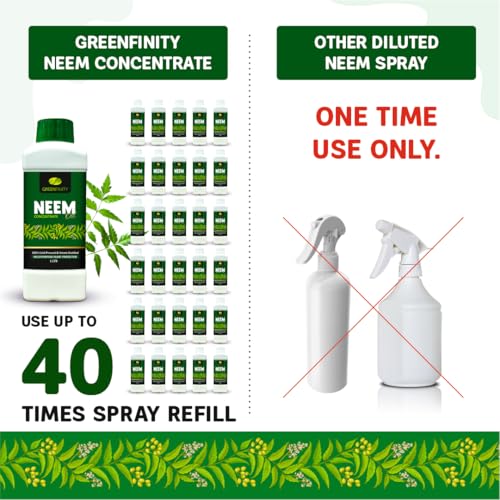 Image of GREENFINITY 100% Cold Pressed Natural Neem Oil Concentrate For Indoor & Outdoor Plants|Steam Distilled | Insecticide, Fungicide, Viricide & Miticide For Natural Gardening |1000ml