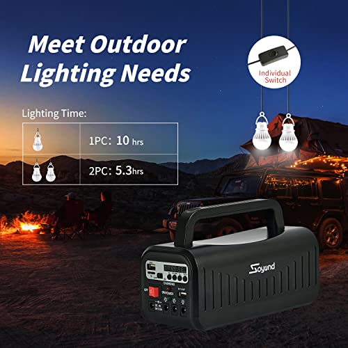Solar Generator with Panels Included, 8000mAh Portable Power Station with 2 LED Bulbs, AC DC USB Ports, Solar Charger Power Bank for Outdoor Camping Travel, RV, Emergency, Home Blackout - Image 5