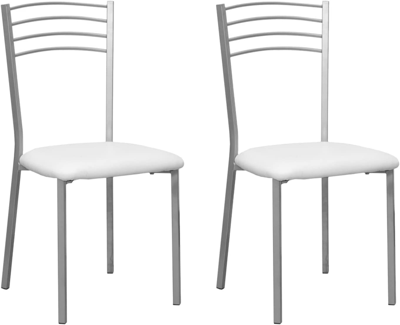 SHIITO | Pack de 2 Sillas de Cocina con Asiento de Polipiel Blanca | Estilo Elegante y Moderno | Ideal para Cocinas y Comedores | Modelo Sintra