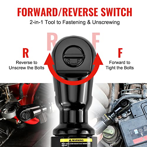 Workpro Air Ratchet Wrench, 3/8-Inch Pneumatic Ratchet Wrench, 50Ft.lb Max Torque Output, 160Rpm, 360 Degree Adjustable Exhaust, Forward/Reverse Control, Good Gift For Men Dad Father #TOP2