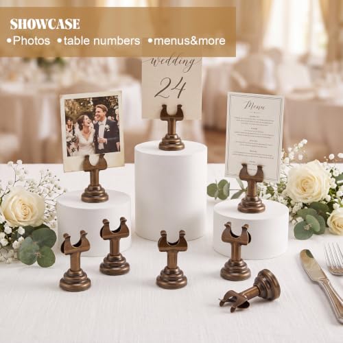 Image of 24 Pcs Bronze Metal Table Number Holders 1.8 Inch Mini Wedding Place Card Holders Bulk Harp Clip Table Sign Stands Card Holder for Memo Notes Menu Wedding Restaurant Birthday Decor