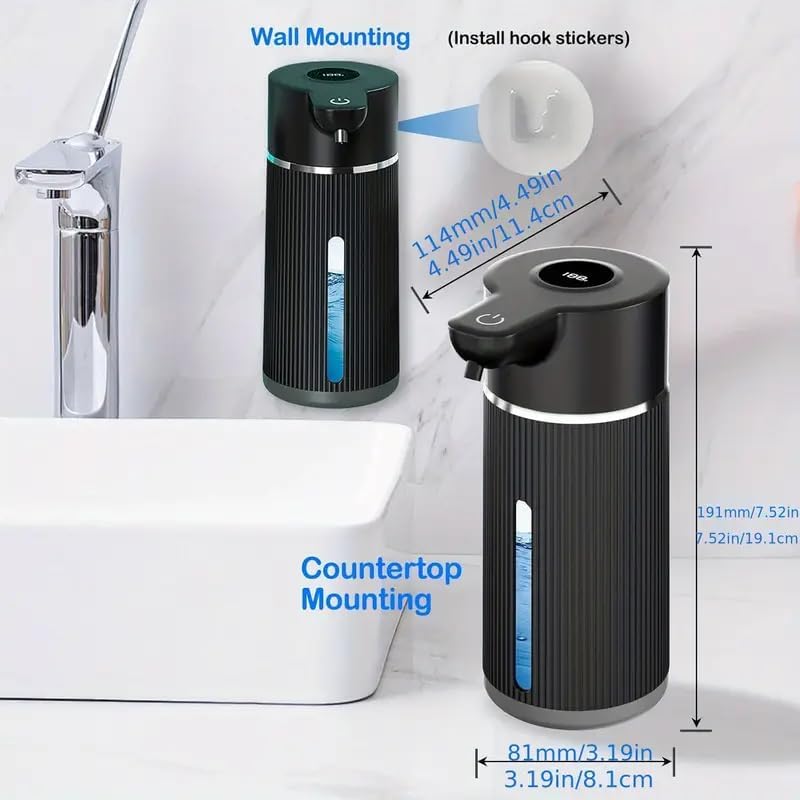 Image of Automatic Soap Dispenser, Rechargeable Sensor Hand Wash Dispenser with Digital Electricity Screen, 450ML Large Capacity, 4-Speed Adjustable Auto Foaming Dispenser for Bathroom (Black)