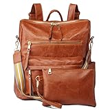 K.E.J. Women Backpack Purses Fashion Leather Backpack Purse 2-PCS Travel Backpack Convertible Satchel Handbag Shoulder Bag