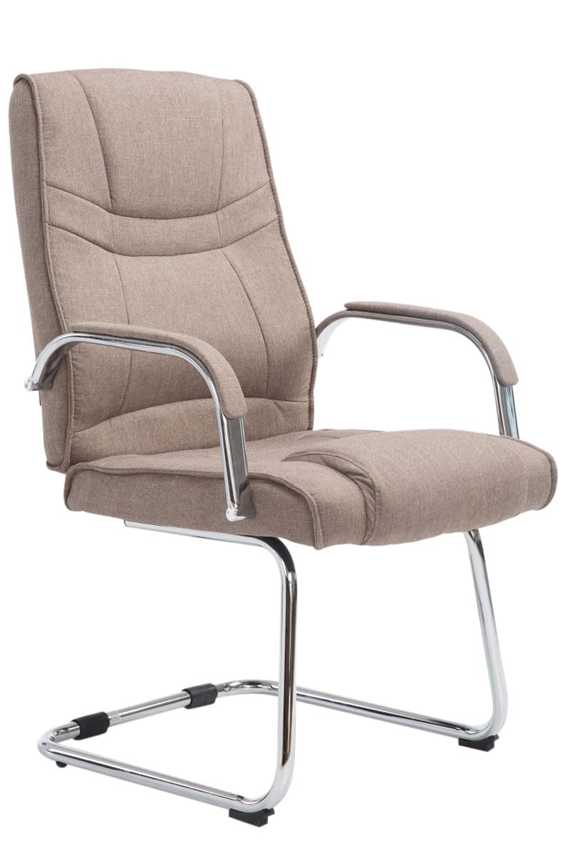 CLP Sedia Cantilever XXL Attila In Stoffa I Sedia Studio Oscillante Con Imbottitura E Comodi Braccioli Portata 180 KG, Colore:tortora