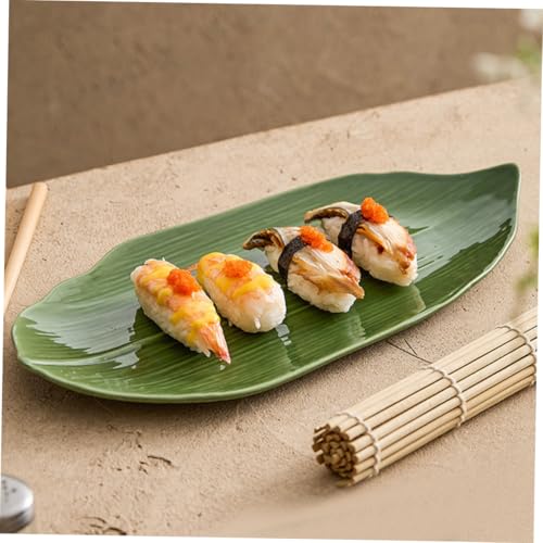 Plato sartén hoja cerámica para sushi y postre miniatura 7