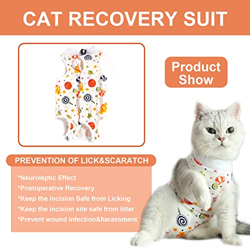 Image of Cat Recovery Suit, 1 Pack Soft Cotton Cat Wound Surgery Recovery Suit After Surgery Wear for Cats, S